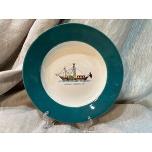 Vt porcelain demitasse plate featuring an illustration of the "Battello Clermont
